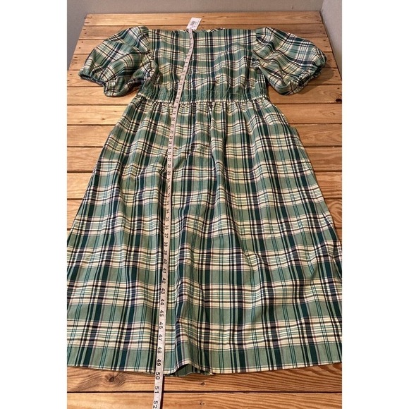 NWT $495 Derek Lam 10 Crosby Plaid Midi Dress Size 14 Women’s Green - Picture 8 of 10